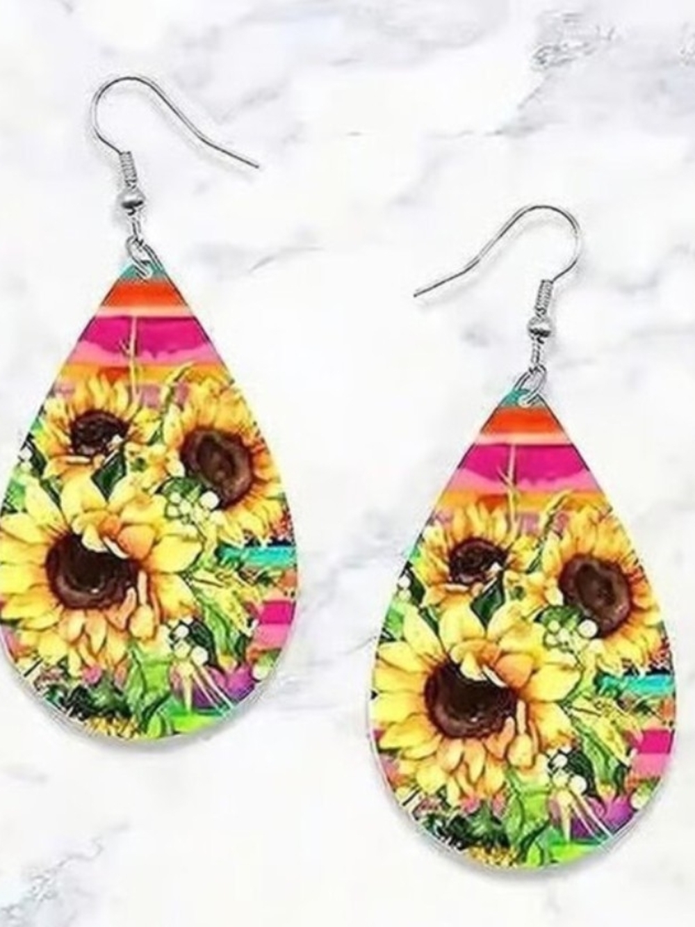 Sunflower Teardrop Earrings - Yellow Floral Drop Earrings